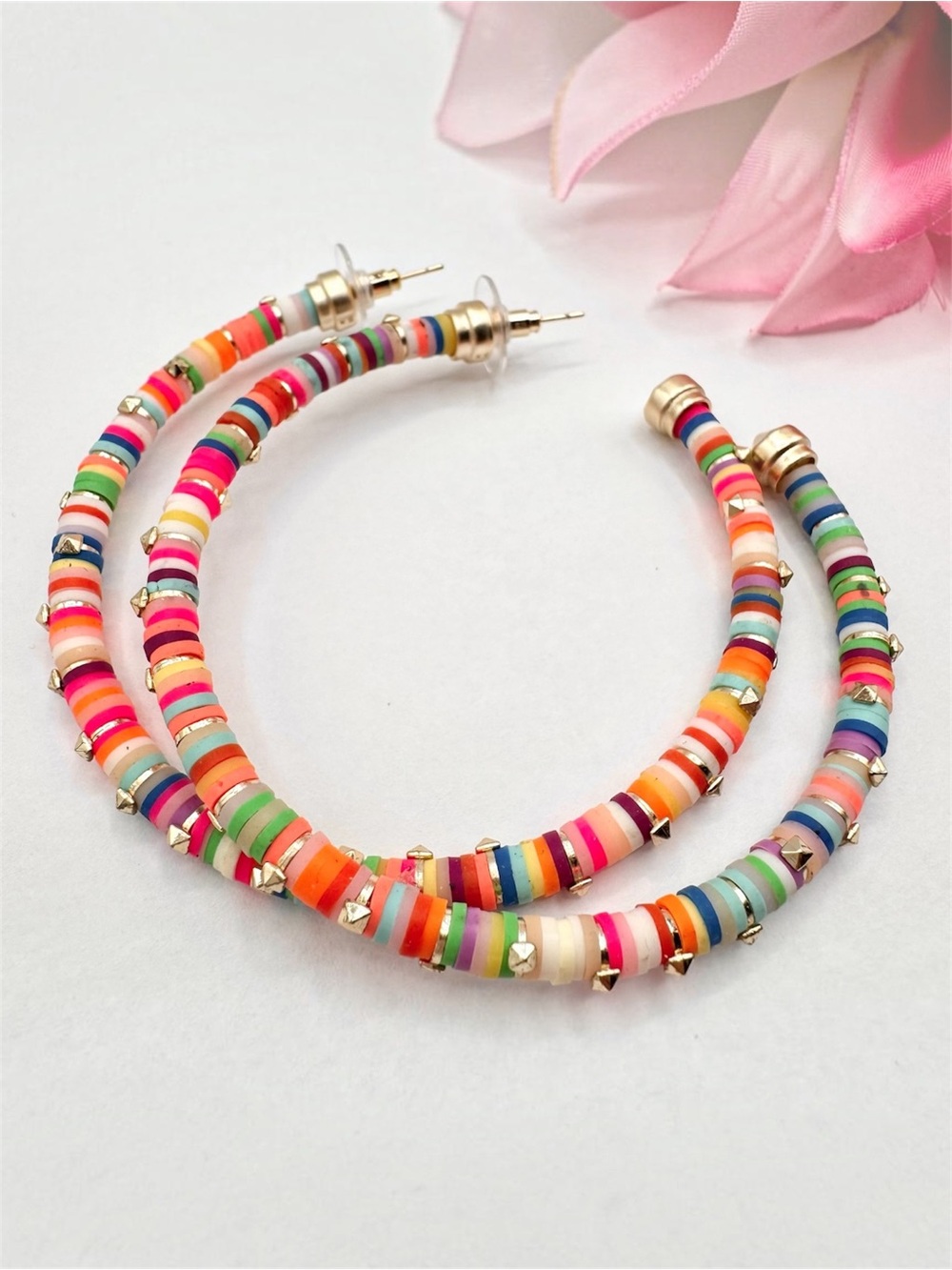 Kendra Scott Reece Large Hoop Earrings Multi Bright Neon Mix Fun Colorful 3”
